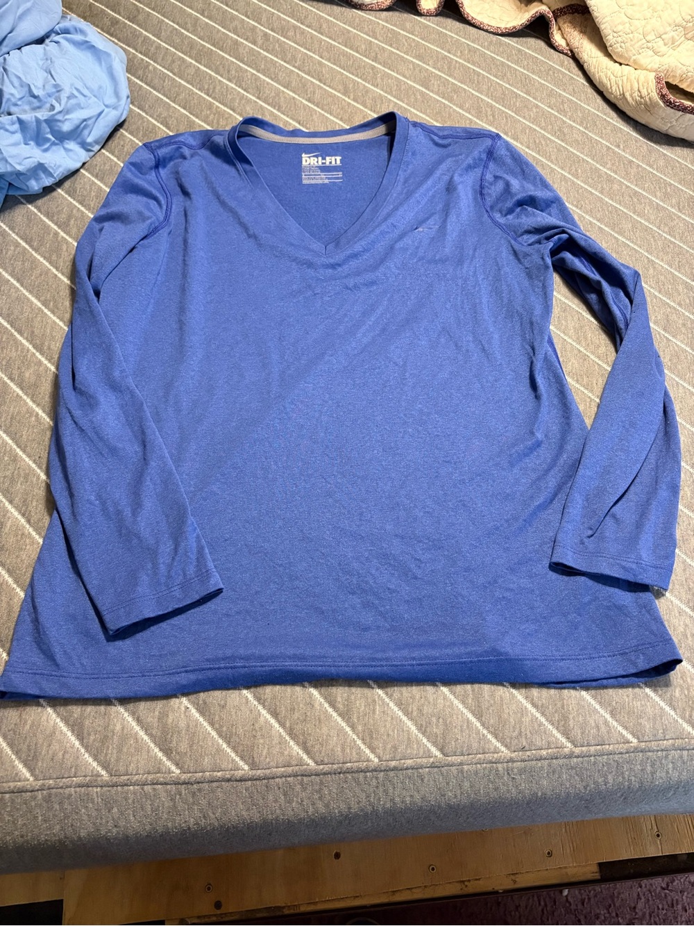 Nike Royal Blue Dri-FIT V-Neck Long Sleeve Top